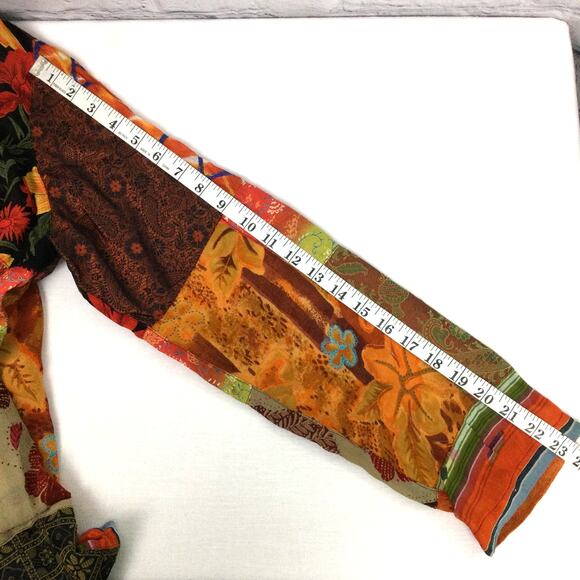 Chico’s Design Patchwork Boho Embroidered Floral Hooded Lined Shacket Sz 1 (M) - Picture 13 of 13